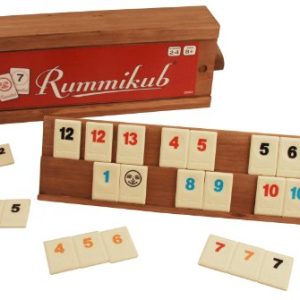 Front Porch Classics Rummikub, Rummy Tile Board Game with Durable Wooden Rack and Case for Travel, 106 Tiles
