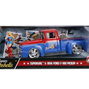 Jada DC Comics Bombshells Supergirl & 1956 Ford F100 DIE-CAST Car, 1: 24 Scale Vehicle & 2.75" Collectible Figurine 100% Metal
