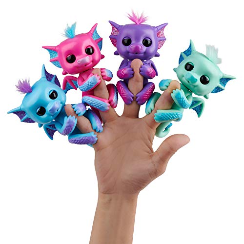 Fingerlings - Glitter Dragon - Kaylin (Purple with Pink) - Interactive Baby Collectible Pet - By WowWee