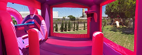 JumpOrange Commercial Grade Inflatable Princess Bricks Mega Bounce House with Slide Combo and Blower, Party Combo Moonwalk, 100% PVC VINYL