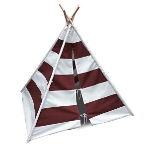 Modern Home Children's Canvas Tepee Set with Travel Case - Brown/White Stripes