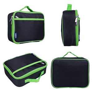 Wildkin 33527 Rip-Stop Black/Green Box Lunch Bags, One Size