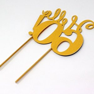 All About Details CATHE60 Hello 60 Cake, 1pc, 60th Birthday, Party Decor, Glitter Topper (Gold & Black), 6 x 9,