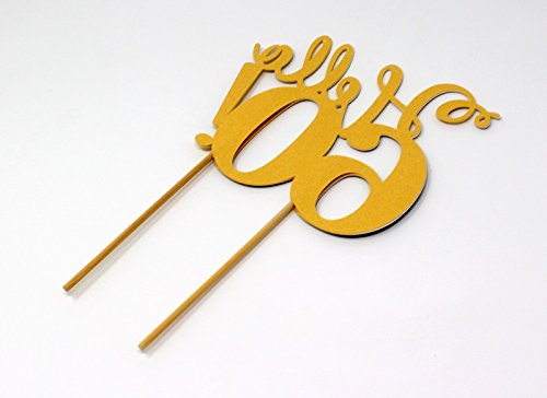 All About Details CATHE60 Hello 60 Cake, 1pc, 60th Birthday, Party Decor, Glitter Topper (Gold & Black), 6 x 9,