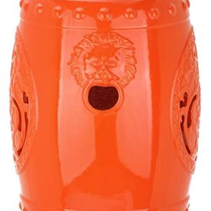 Safavieh Castle Gardens Collection Dragon Coin Antique White Glazed Ceramic Garden Stool