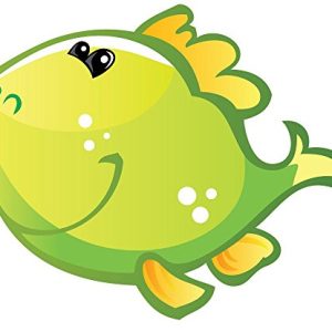 Wallmonkeys GEN-16416-36 WM137578 Cute Baby Green and Yellow Cartoon Fish Peel and Stick Wall Decals (36 in W x 30 in H), Large