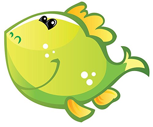 Wallmonkeys GEN-16416-36 WM137578 Cute Baby Green and Yellow Cartoon Fish Peel and Stick Wall Decals (36 in W x 30 in H), Large