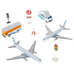 Hey! Play! Airport Playset – 43Piece Diecast & Plastic Airplane & Delivery Truck Toys with Mat & Accessories for Toddlers & Children