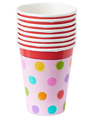 Sweet Stuff Dots and Stripes Birthday Party Paper Cups , Pack of 8, Multi , 9 Ounces, Paper