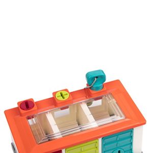 Battat – 3 Car Garage – Shape Sorting Toy Garage with Keys and 3 Toy Cars for Toddlers 2 years + (5-Pcs)