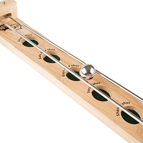 Hey! Play! Shoot The Shot Table Top Game-Drinking Game of Skill and Coordination Vintage Style Wooden Game-Fun Party Activity