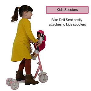 Doll Bike Seat Carrier for Baby Dolls & American Girl Dolls with Doll Helmet & Stickers. No Tools Required Bicycle & Scooters Seat Accessories for Dolls