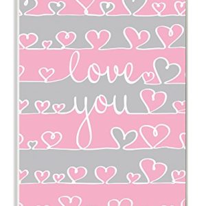 The Kids Room by Stupell Love You Pink and Gray Hearts Textual Art Wall Plaque, 11 x 0.5 x 15, Proudly Made in USA