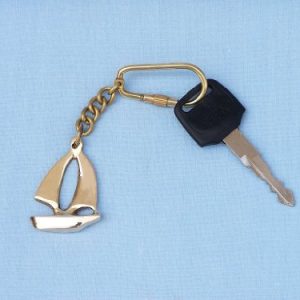 Hampton Nautical Solid Brass Yacht Key Chain, 5", Brass