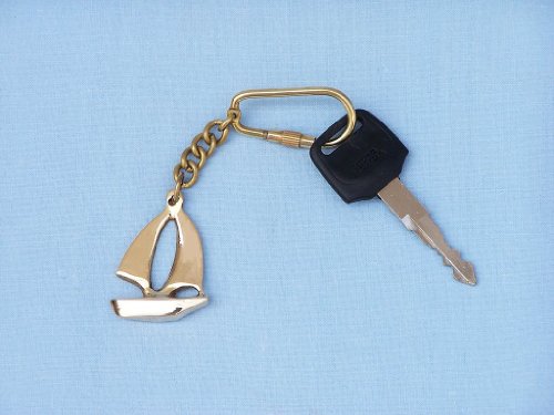 Hampton Nautical Solid Brass Yacht Key Chain, 5", Brass