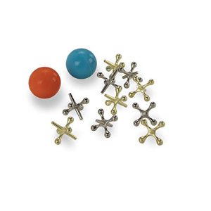 Melissa & Doug Jacks Game with 10 Playing Pieces and 2 Balls in Wooden Storage Box, Great Gift for Girls and Boys - Best for 6, 7, 8 Year Olds and Up