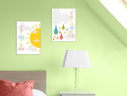 The Kids Room by Stupell 2 Piece Graphic Wall Plaque Set, You are My Sunshine