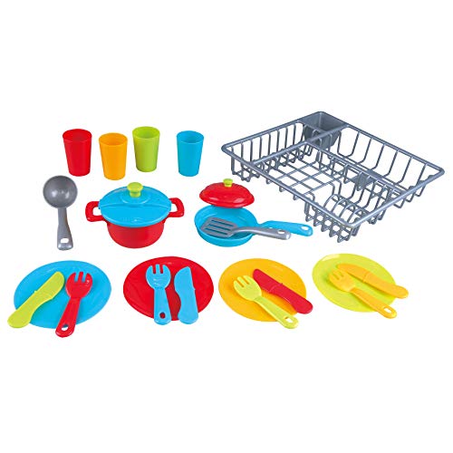 PlayGo Dish Drainer & Kitchenware 23 Pcs Toy Set for Kids Dishes & Utensils Playset | Pretend Play Kitchen Set for Kids Age 3 Years & Up