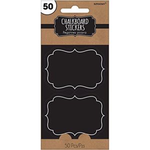 Amscan 450458 Party Supplies Chalkboard Paper Stickers, 3 1/4" x 2 1/4", Multicolor