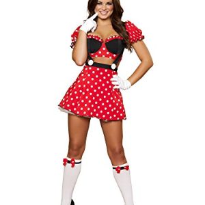 Roma Costume 3 Piece Mousey Mistress Costume, Red/Black, Medium/Large
