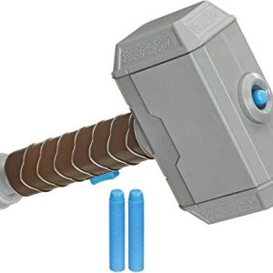 Avengers NERF Power Moves Marvel Thor Hammer Strike Hammer NERF Dart-Launching Toy for Kids Roleplay, Toys for Kids Ages 5 and Up