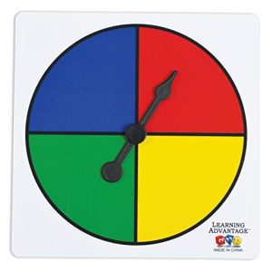 Learning Advantage Four-Color Spinners - Set of 5 - Game Spinner - Write On/Wipe Off Surface for Multiple Uses