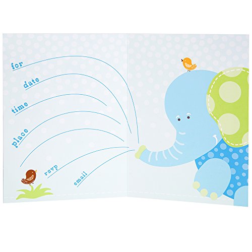 Blue Safari First Birthday Invitations, 8ct