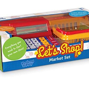 Learning Resources Lets Shop! Market Set, Classic Cash Register, Play Food with Shopping Cart, 95Piece, Ages 3+