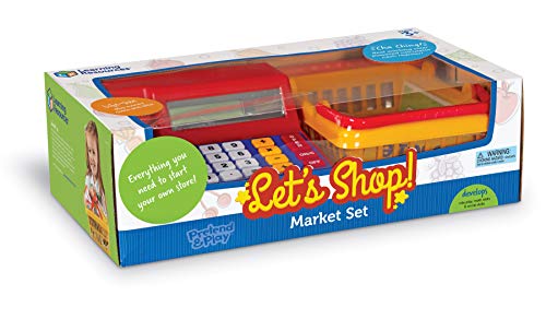 Learning Resources Lets Shop! Market Set, Classic Cash Register, Play Food with Shopping Cart, 95Piece, Ages 3+