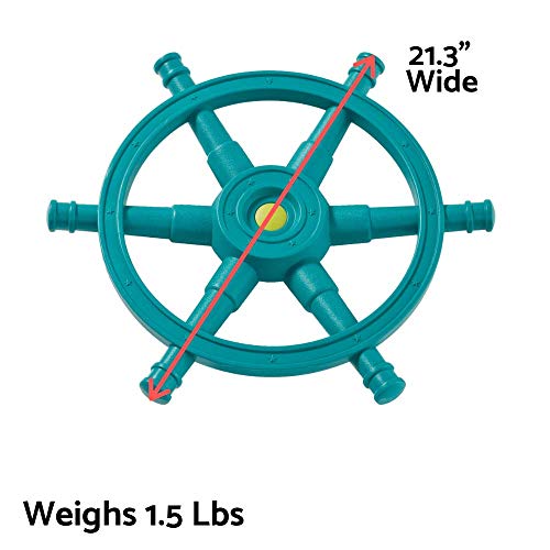 Blue Rabbit Play Mega Boat Steering Wheel for Outdoor Playsets, Turquoise/Lime Green