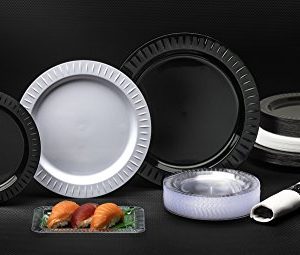 Party Essentials Elegance Quality Hard Plastic 6-Inch Round Party/Dessert Plates, Black, 24 Count