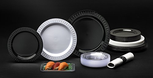 Party Essentials Elegance Quality Hard Plastic 6-Inch Round Party/Dessert Plates, Black, 24 Count