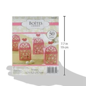 amscan Functional Lantern Favour Box Wedding Gift & Treats Accessory New Pink 2" Pack 50 Party Supplies , 100 Pieces