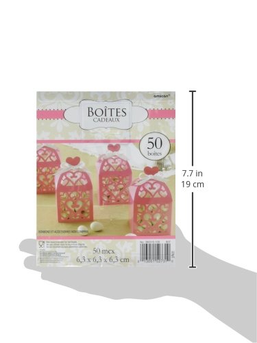 amscan Functional Lantern Favour Box Wedding Gift & Treats Accessory New Pink 2" Pack 50 Party Supplies , 100 Pieces