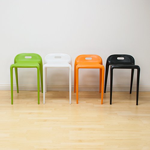 Ergo Furnishings E-Z Molded Plastic Stackable Chair Stool (Set of 2), Green