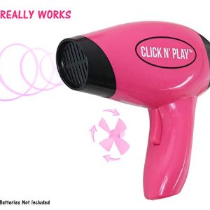 Click N' Play Set of 8 Kids Pretend Play Beauty Salon Fashion Play Set with Hairdryer, Curling Iron, Mirror & Hair Styling Accessories with a Beauty Tote Bag