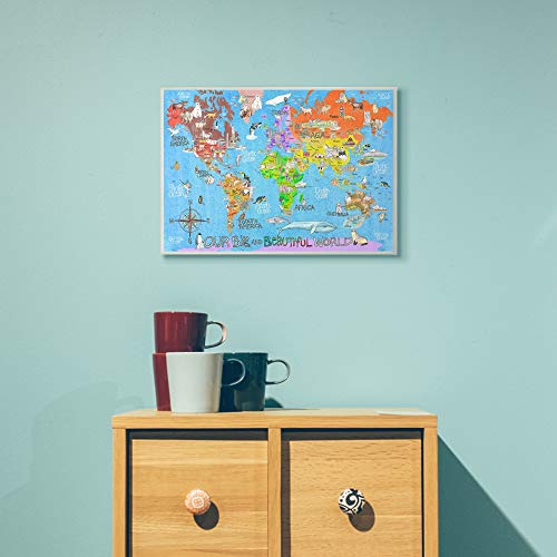 The Kids Room by Stupell Big Beautiful World Map Wall Art Signs and Plaques, 10x15