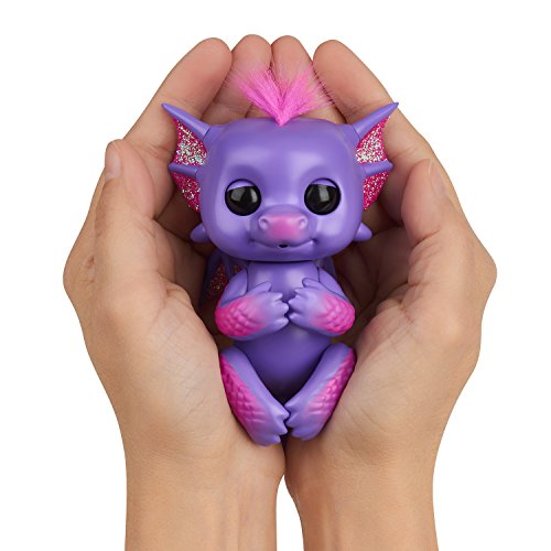 Fingerlings - Glitter Dragon - Kaylin (Purple with Pink) - Interactive Baby Collectible Pet - By WowWee