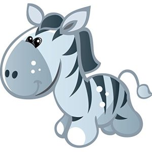 Wallmonkeys WM19400 Cute Baby Grey and Black Cartoon Zebra Peel and Stick Wall Decals (30 in W x 28 in H), Medium-Large