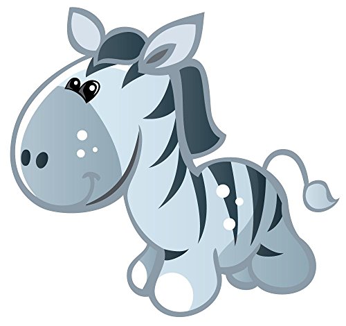 Wallmonkeys WM19400 Cute Baby Grey and Black Cartoon Zebra Peel and Stick Wall Decals (30 in W x 28 in H), Medium-Large
