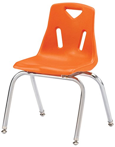 Berries 8146JC1114 Stacking Chair with Chrome-Plated Legs, 16" Height, Orange