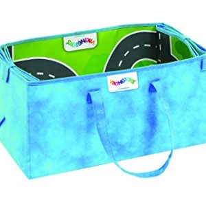 VIKING Play Mat- Fun Road Design- 38.5 inches x 35 inches- Folds into Storage Tote Box- Two 5 Inch Cars Included