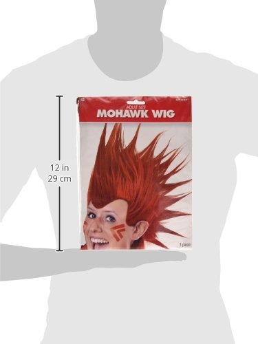 amscan Party Perfect Team Spirit Crazy Mohawk Wig (1 Piece), Red, 11 x 8