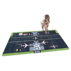 Baby Play Mat for Kids, Microfiber Flannel Fleece & Foam Mat with Non Slip Back and Airport Scene for Toddlers, Boys and Girls by Hey! Play!