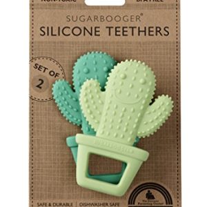 Sugarbooger Silicone Teether Set-of-Two, Happy Cactus