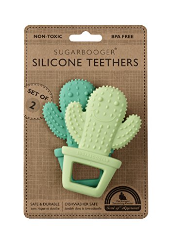 Sugarbooger Silicone Teether Set-of-Two, Happy Cactus