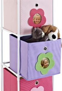 Cosco Blossom 3 Bin Storage Unit, Pink/White