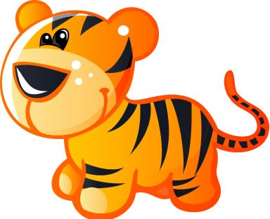 Wallmonkeys WM22946 Cute Baby Yellow and Brown Cartoon Tiger Peel and Stick Wall Decals (30 in W x 24 in H), Medium-Large