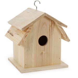 Darice Wood Barn Bird House, 8-Inch, Natural