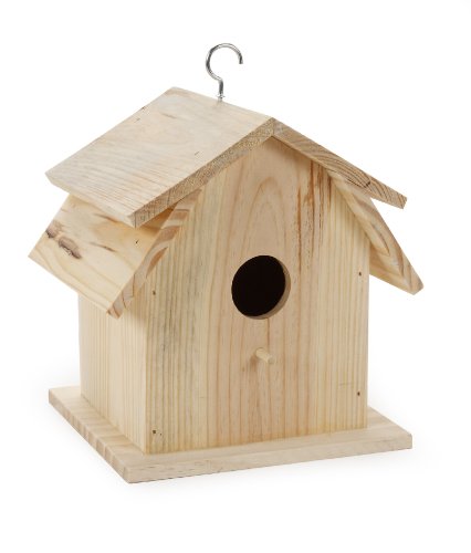 Darice Wood Barn Bird House, 8-Inch, Natural
